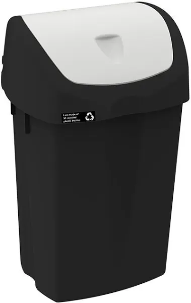 NRW Cubo de basura con tapa basculante blanca, sostenible, 25 L