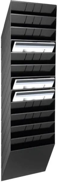 Sistema de bandejas con 12 compartimentos negro A4 apaisado FLEXIBOXX